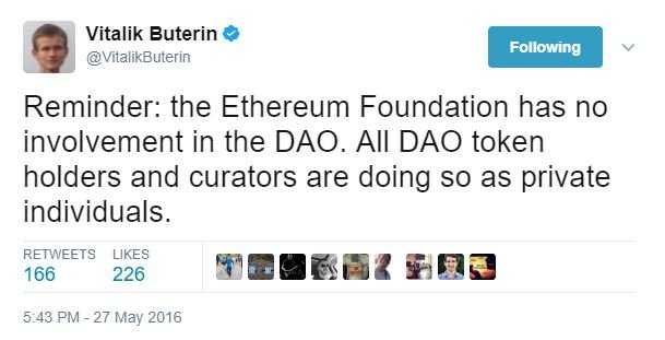 The Ethereum Foundation had no involvement with The DAO The Ethereum Foundation had no involvement with The DAO